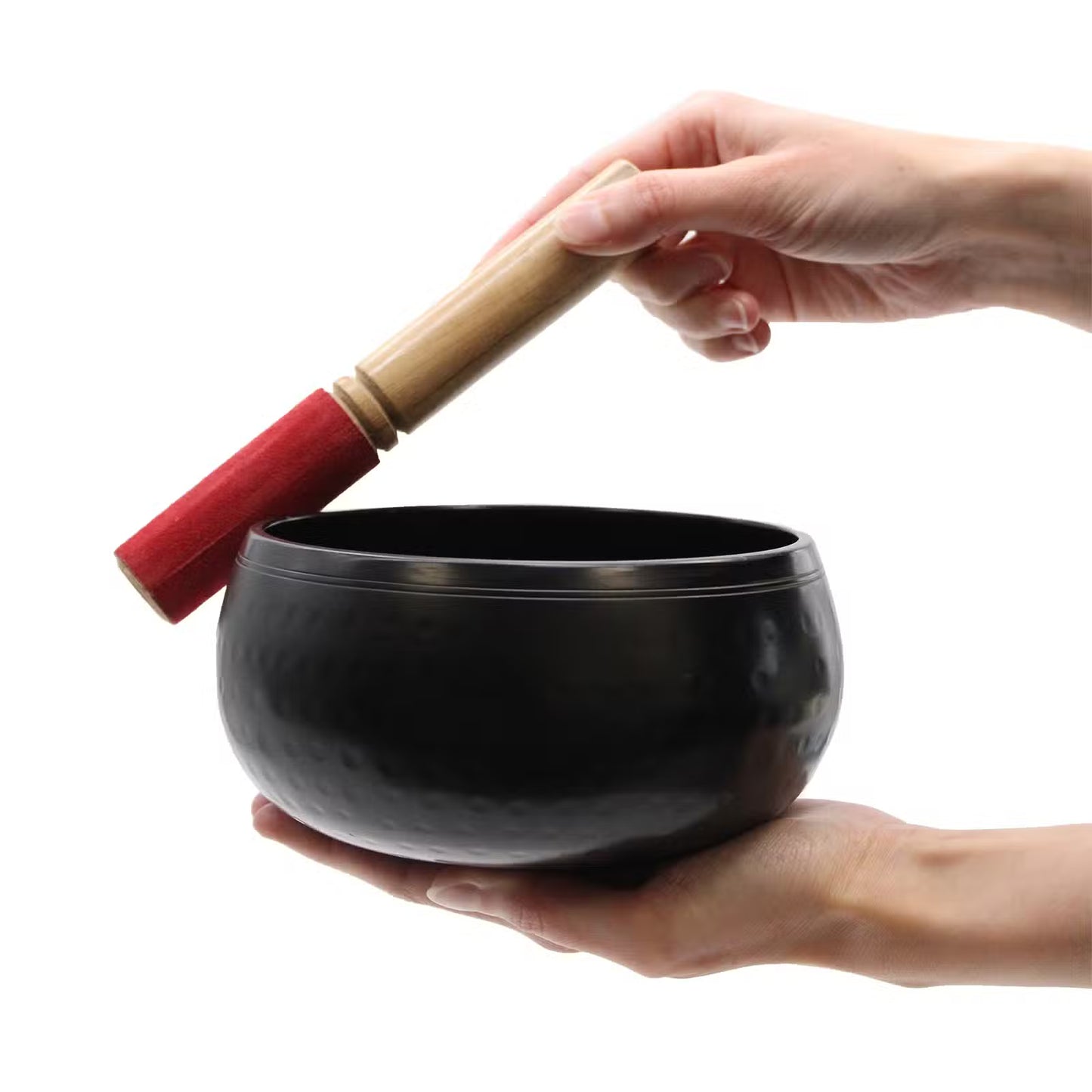 Black Beaten Singing Bowl – Large (18cm) | Handcrafted Brass Bowl for Meditation