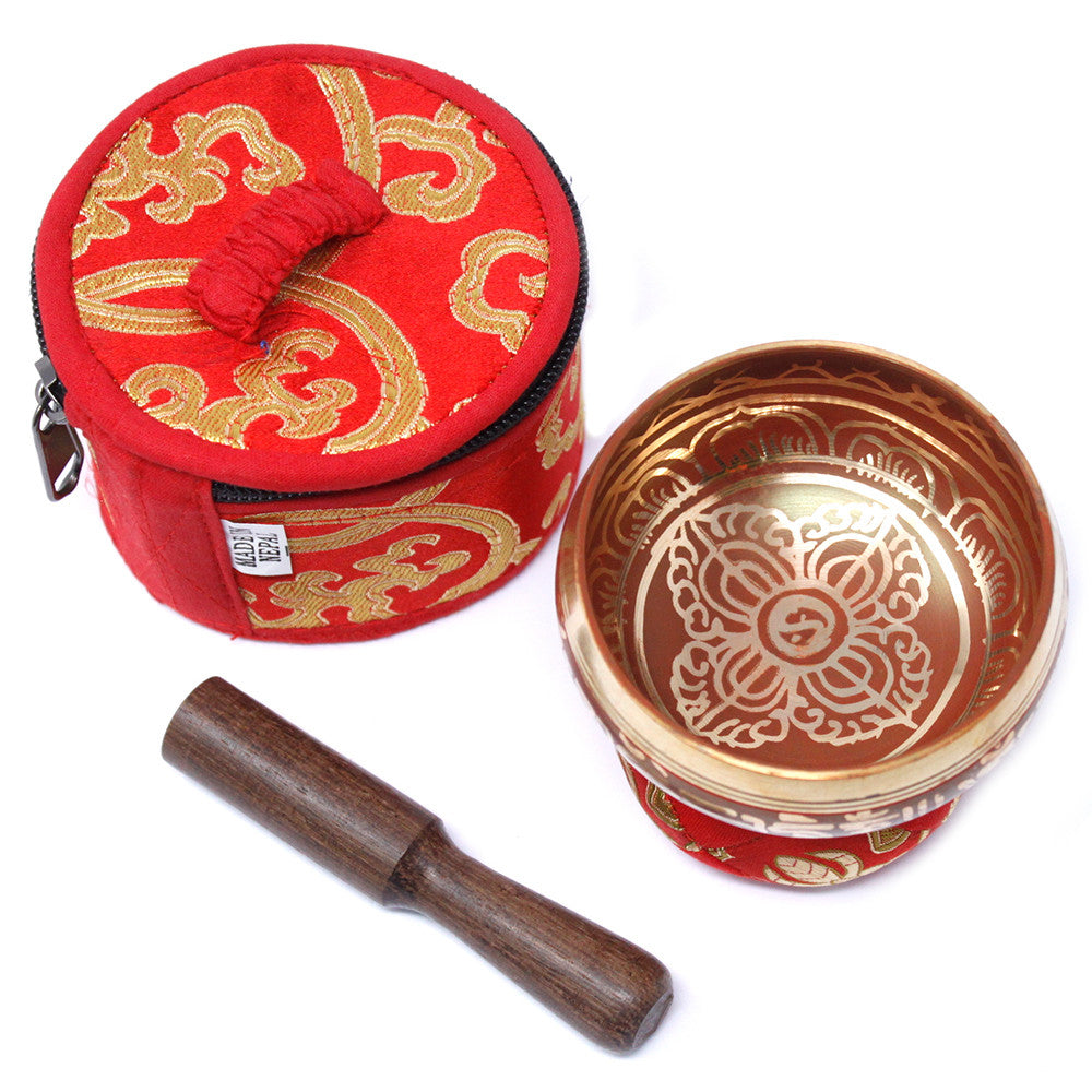 Mini Singing Bowl Set – Red (8cm) | Clear, Resonant Tone for Meditation & Mindfulness