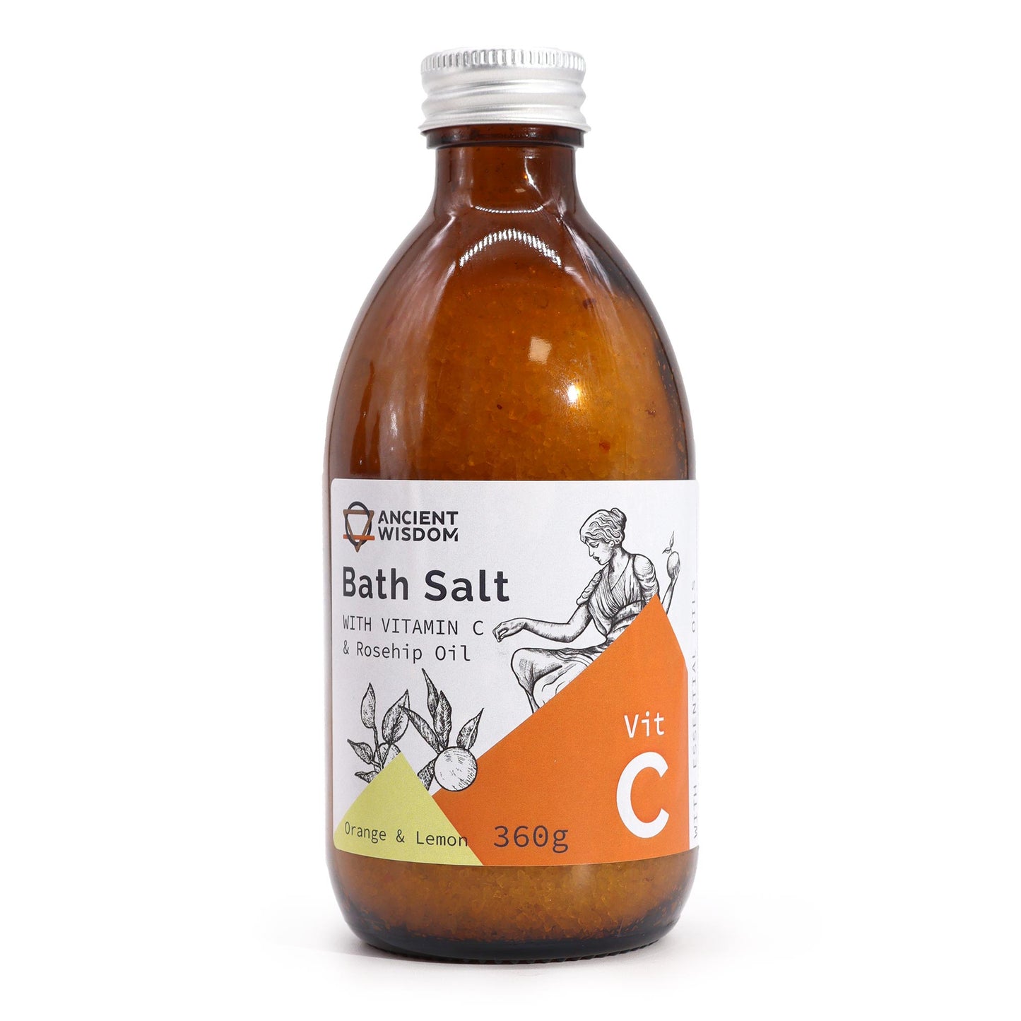 Vitamin C Infused Bath Salt – 360g | Himalayan Salt with Orange & Lemon Essential Oils & Rosehip Oil