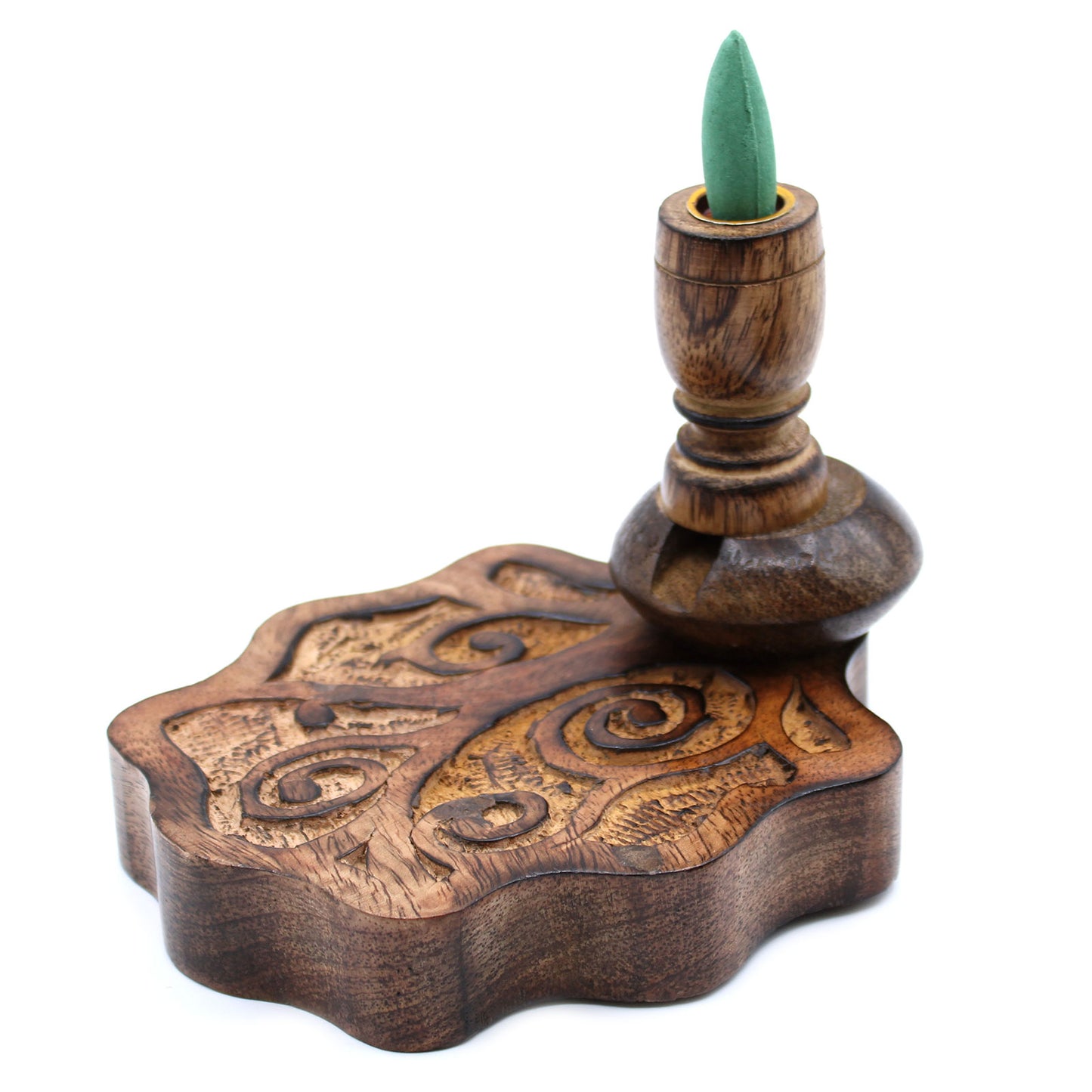 Tree of Life Mango Wood Backflow Incense Burner – Small | Nature-Inspired Handcrafted Cascade Burner