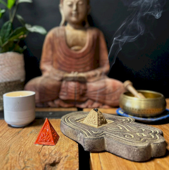 Incense Powder Pyramid Mould Set – Light Brown, Dark Brown & Orange | 3 Moulds for Ritual Use