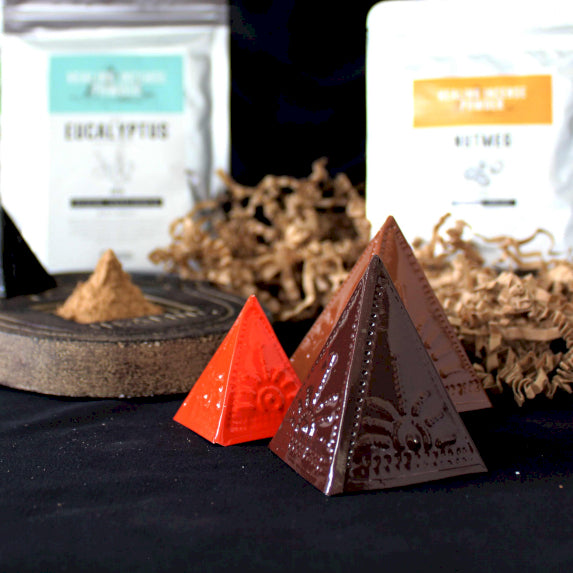 Incense Powder Pyramid Mould Set – Light Brown, Dark Brown & Orange | 3 Moulds for Ritual Use