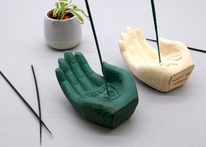 Indonesian Stone Incense Holder – Cream Hand | Lotus Symbol of Purity & Rebirth