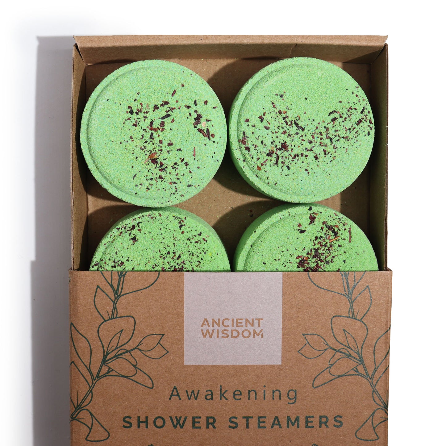 Awakening Aromatherapy Shower Steamers – Set of 4 x 50g | Orange, Eucalyptus & Peppermint Essential Oils with Dried Hisbiscus