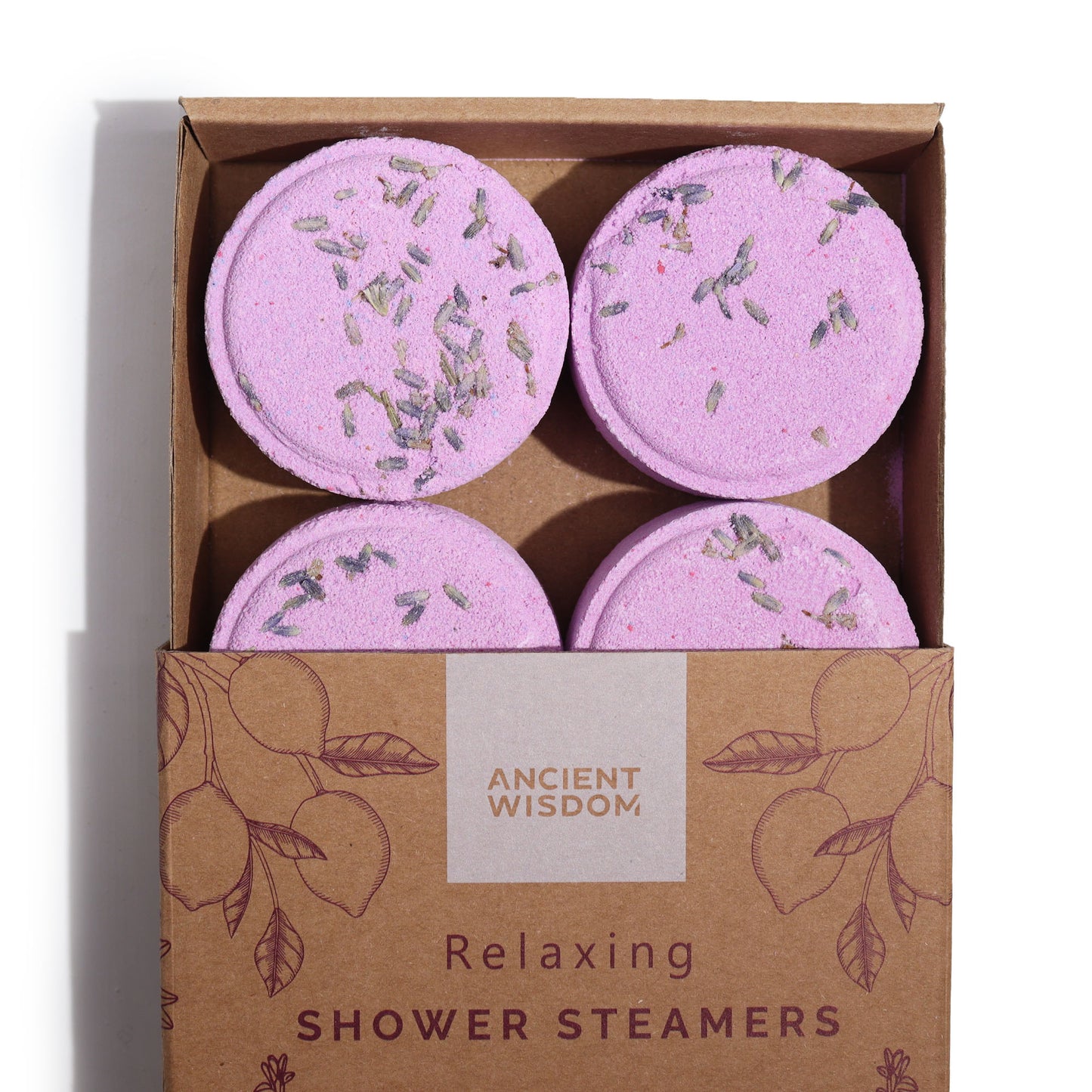 Relaxing Aromatherapy Shower Steamers – Set of 4 x 50g | Clary Sage, Lemon & Lavender Essential Oils with Dried Lavender