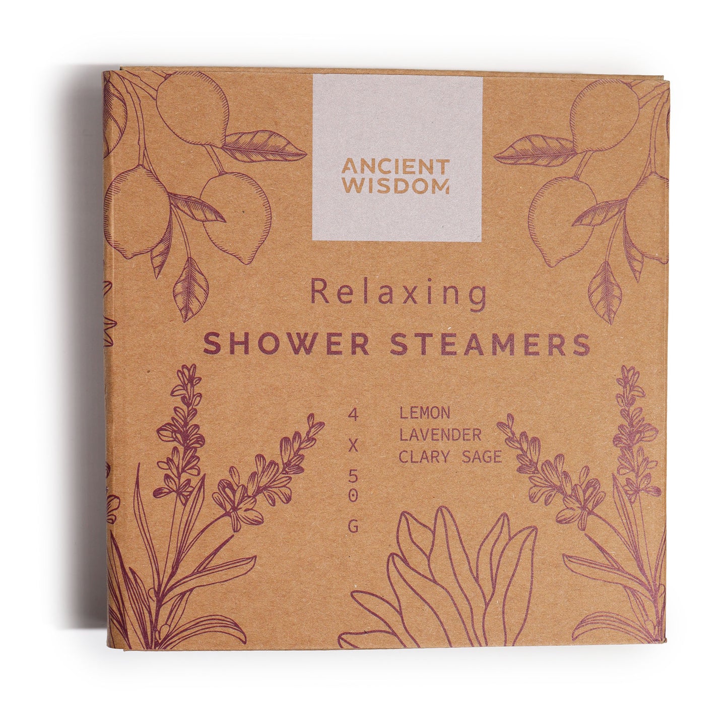 Relaxing Aromatherapy Shower Steamers – Set of 4 x 50g | Clary Sage, Lemon & Lavender Essential Oils with Dried Lavender