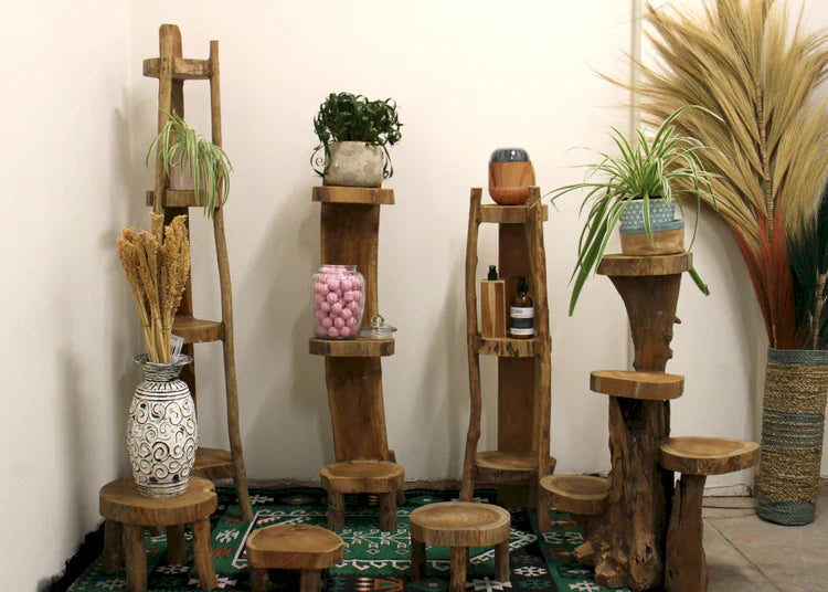 Teak Display Bowls, Stands & Shelves