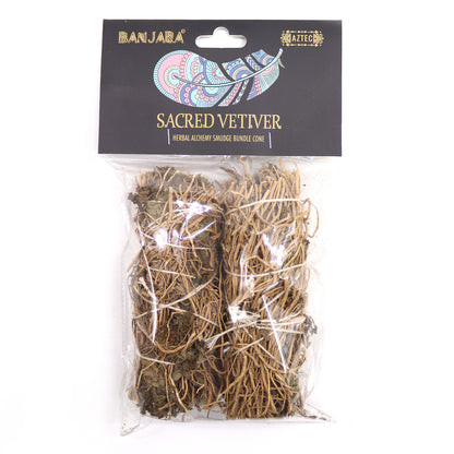 Banjara Sacred Vetiver Smudge Sticks – 2-Pack | Grounding, Stability & Earth Energy