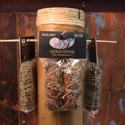 Banjara Sacred Vetiver Smudge Sticks – 2-Pack | Grounding, Stability & Earth Energy