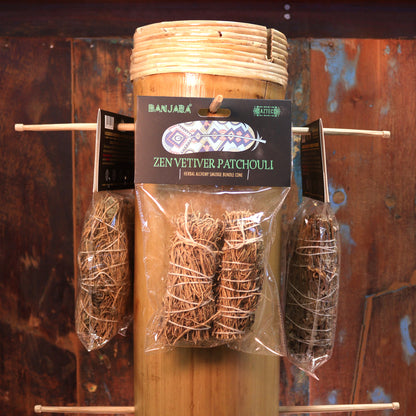 Banjara Zen Vetiver & Patchouli Smudge Sticks – 2-Pack | Grounding & Calming Earth Blend