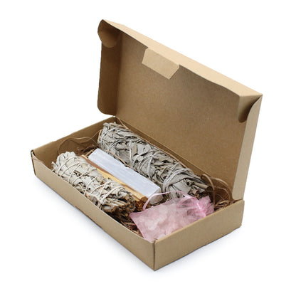 Meditation Energy Cleansing & Smudging Kit – White Sage, Crystals & Palo Santo | Purification & Inner Calm