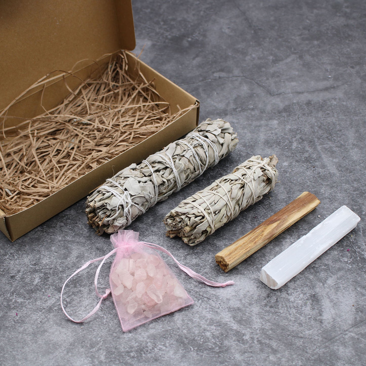 Meditation Energy Cleansing & Smudging Kit – White Sage, Crystals & Palo Santo | Purification & Inner Calm