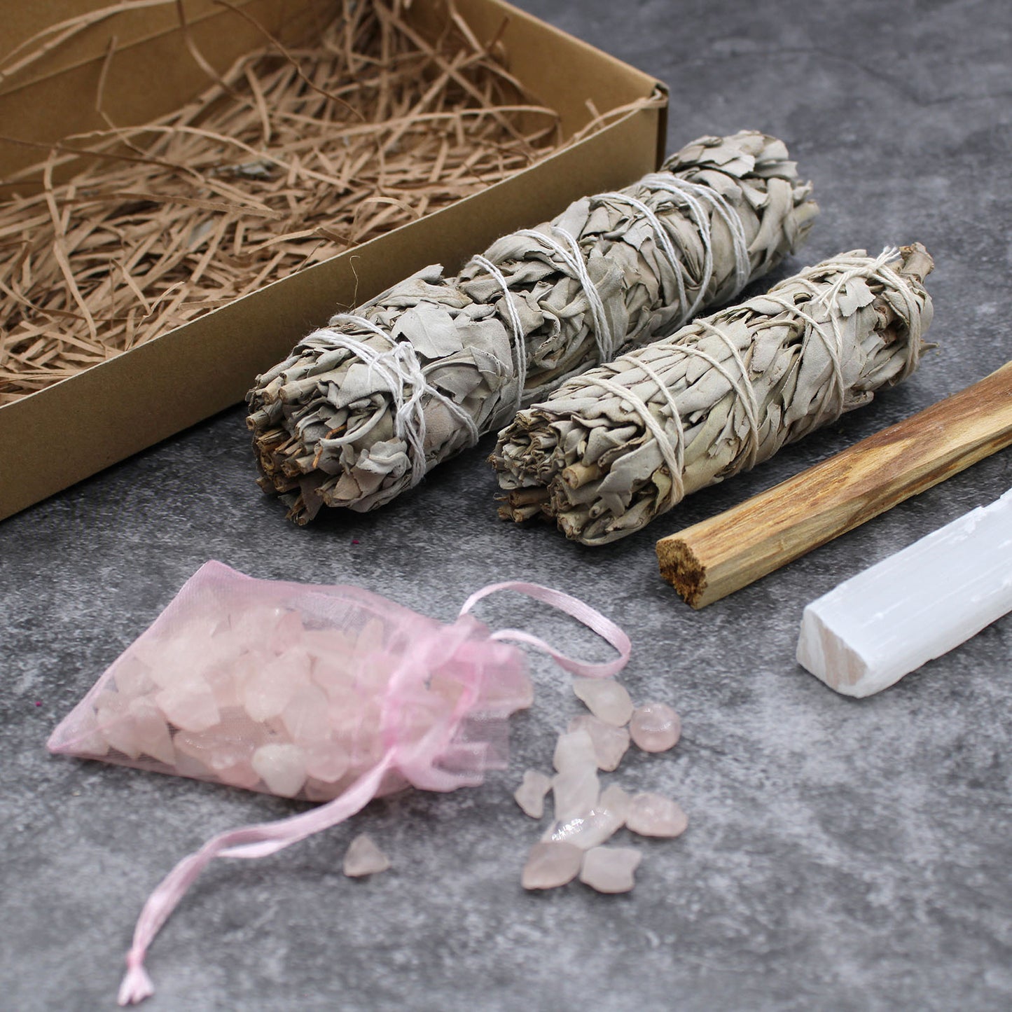 Meditation Energy Cleansing & Smudging Kit – White Sage, Crystals & Palo Santo | Purification & Inner Calm