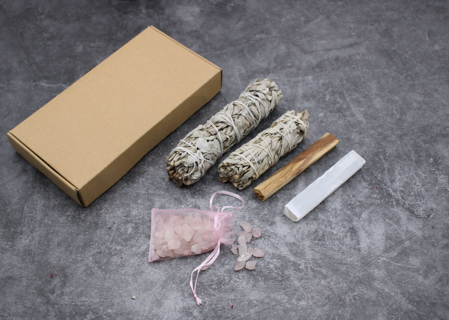 Meditation Energy Cleansing & Smudging Kit – White Sage, Crystals & Palo Santo | Purification & Inner Calm