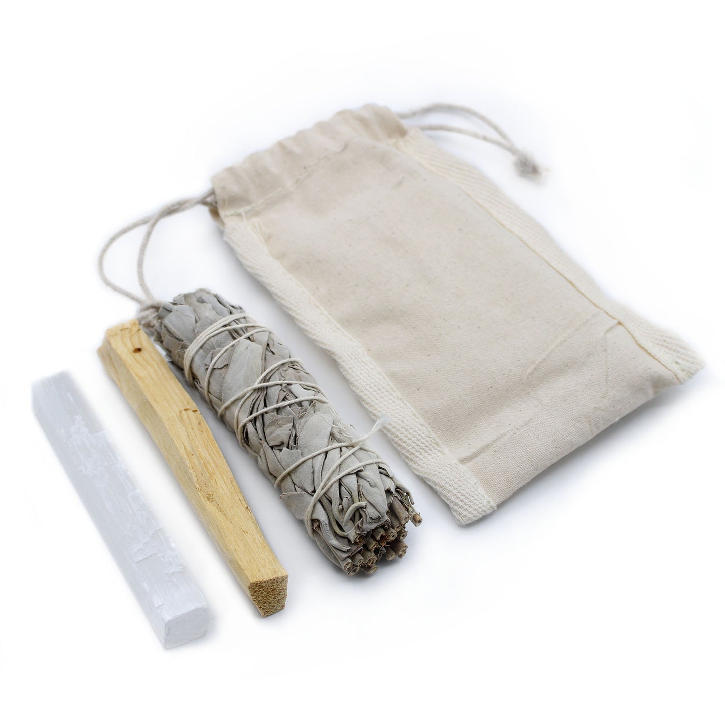 Travel Energy Cleansing & Smudging Kit – Sage, Palo Santo & Selenite | Portable Ritual Set for Purification & Grounding