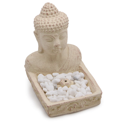 Indonesian Stone Incense Holder – Cream Buddha Feng Shui | Hand-Carved Burner for Balance & Peace