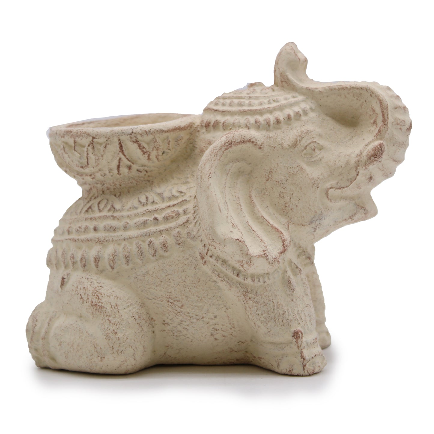 Indonesian Stone Incense & Candle Holder – Cream Elephant | Dual-Purpose Burner for Calm & Clarity