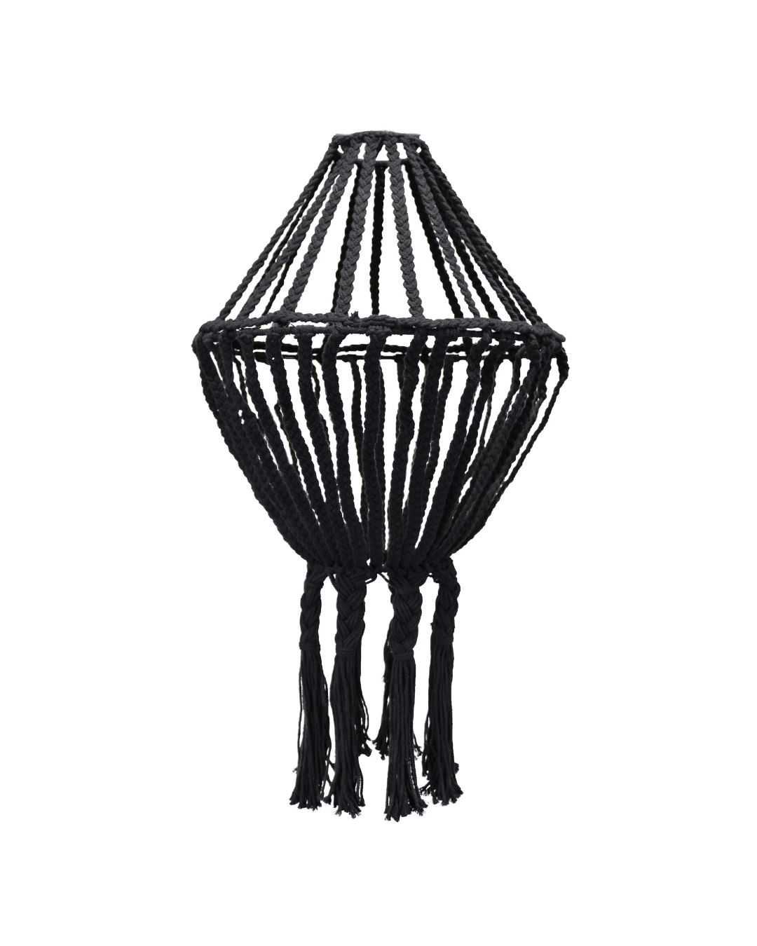 Macrame Large Drop Chandelier – Black | Hand-Woven Cotton
