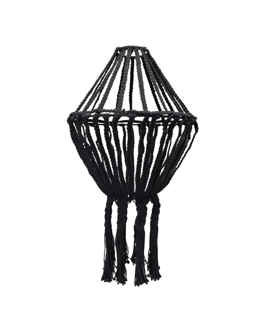Macrame Large Drop Chandelier – Black | Hand-Woven Cotton