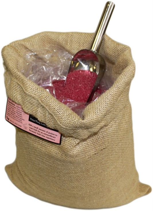 Passion Aromatherapy Bath Potion – 7kg Hessian Sack | Ylang Ylang, Lemon & Orange Essential Oils in Natural Sea Salt