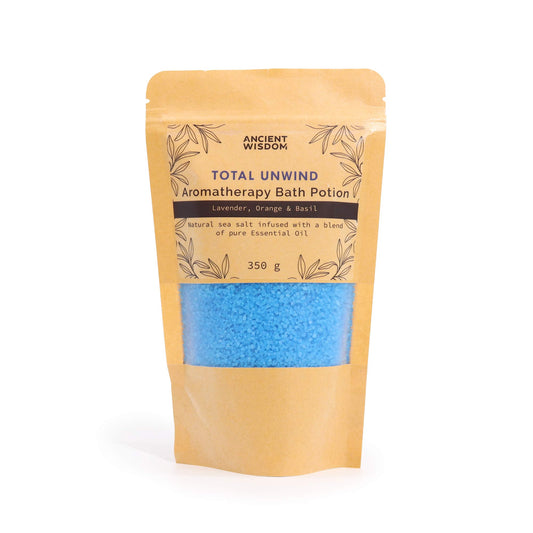 Total Unwind Aromatherapy Bath Potion – 350g | Lavender, Orange & Basil Essential Oils with Natural Sea Salt