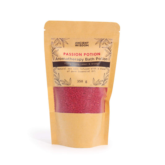 Passion Aromatherapy Bath Potion – 350g | Ylang Ylang, Lemon & Orange Essential Oils in Natural Sea Salt