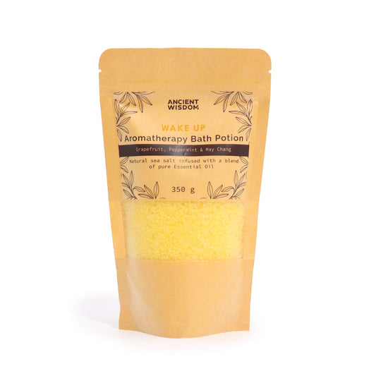 Wake Up Aromatherapy Bath Potion – 350g | Grapefruit, Peppermint & May Chang Essential Oils in Natural Sea Salt