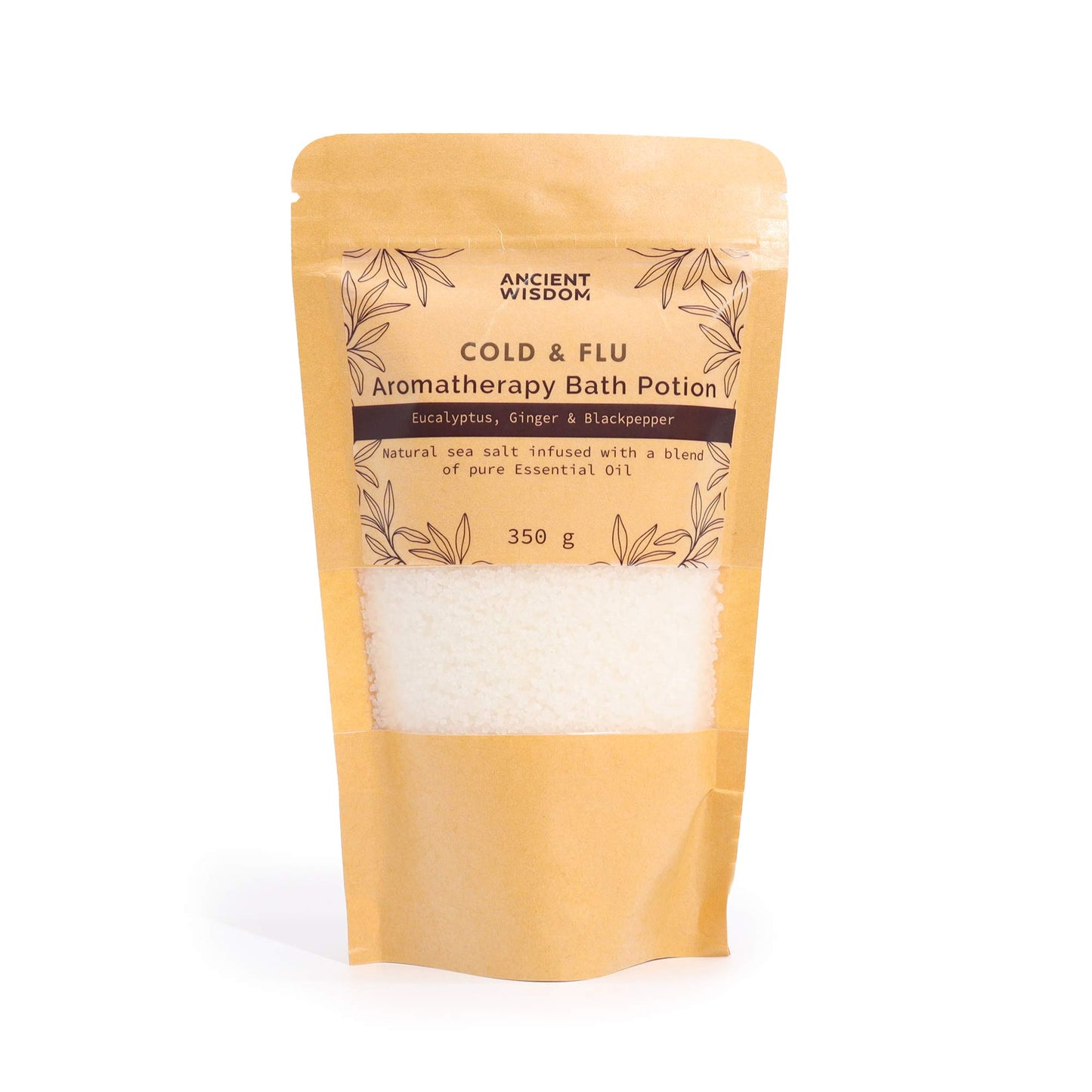 Cold & Flu Aromatherapy Bath Potion – 350g | Eucalyptus, Ginger & Black Pepper Essential Oils with Natural Sea Salt