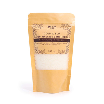 Cold & Flu Aromatherapy Bath Potion – 350g | Eucalyptus, Ginger & Black Pepper Essential Oils with Natural Sea Salt