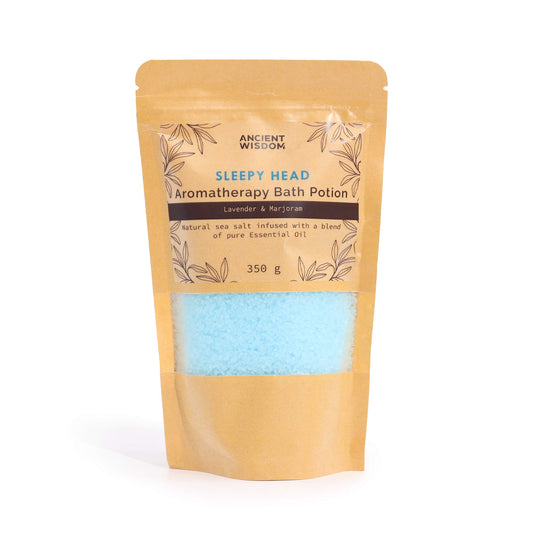 Sleepy Head Aromatherapy Bath Potion – 350g | Lavender & Marjoram Essential Oils in Natural Sea Salt