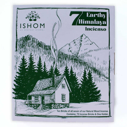 ISHOM Incense Smudge Bricks – Earthy Himalaya Aromas | 70-Pack Natural Wood Incense