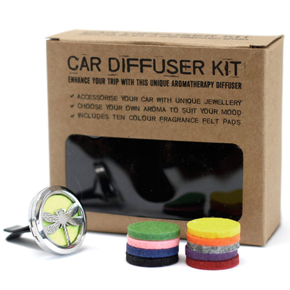Car Essential Oil Diffuser Kit – Dragonfly | Stainless Steel Vent Clip with Reusable Felt Pads