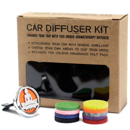 Car Essential Oil Diffuser Kit – Lotus | Stainless Steel Vent Clip with Reusable Felt Pads