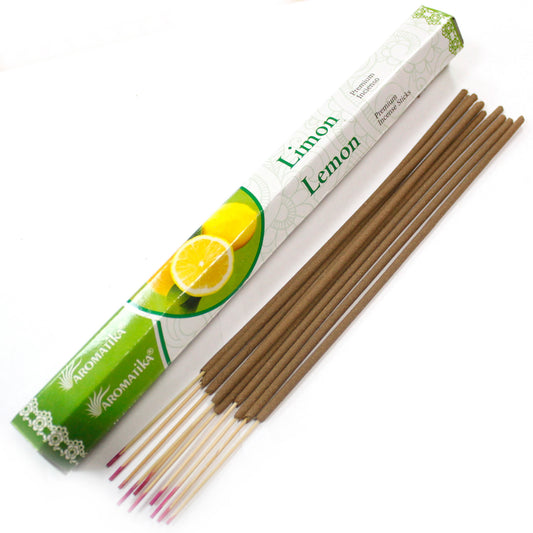 Aromatika Premium Incense Sticks – Lemon (25cm) | Natural Masala Blend for Aromatherapy & Ritual Use