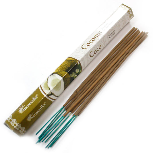Aromatika Premium Incense Sticks – Coconut (25cm) | Natural Masala Blend for Aromatherapy & Ritual Use