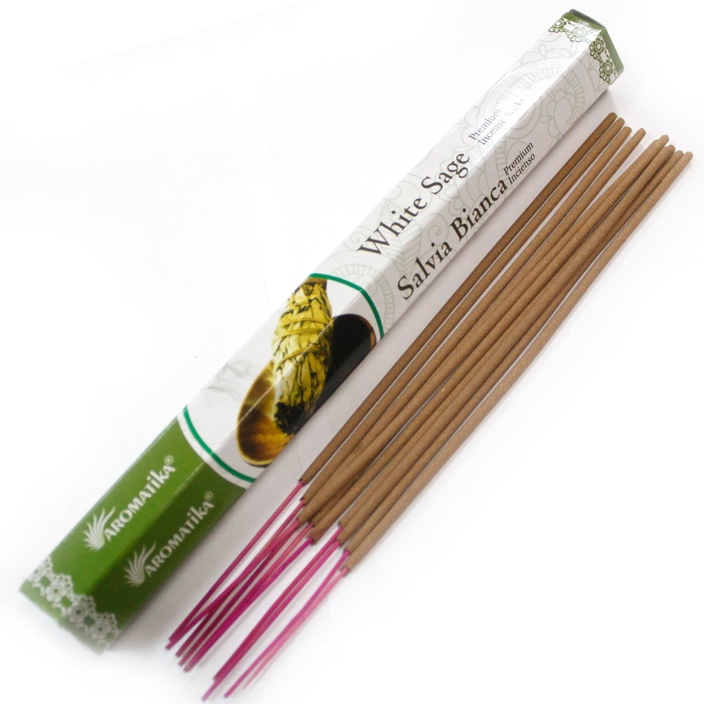 Aromatika Premium Incense Sticks – White Sage (25cm) | Natural Masala Blend for Aromatherapy & Ritual Use