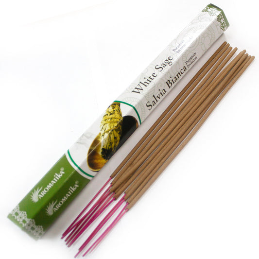 Aromatika Premium Incense Sticks – White Sage (25cm) | Natural Masala Blend for Aromatherapy & Ritual Use
