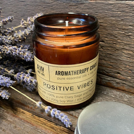 Positive Vibes Aromatherapy Candle – 450g | Soy Wax with Clary Sage & Peppermint Essential Oils