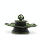 Brass Verdigris Tibetan Incense Burner – Eight Symbols Embrace | Flower-Shaped Holder