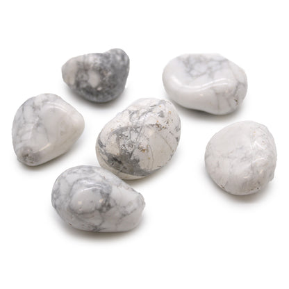 White Howlite African Tumble Stones – Large | 6-Pack