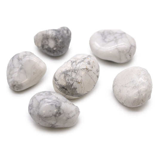 White Howlite African Tumble Stones – Large | 6-Pack