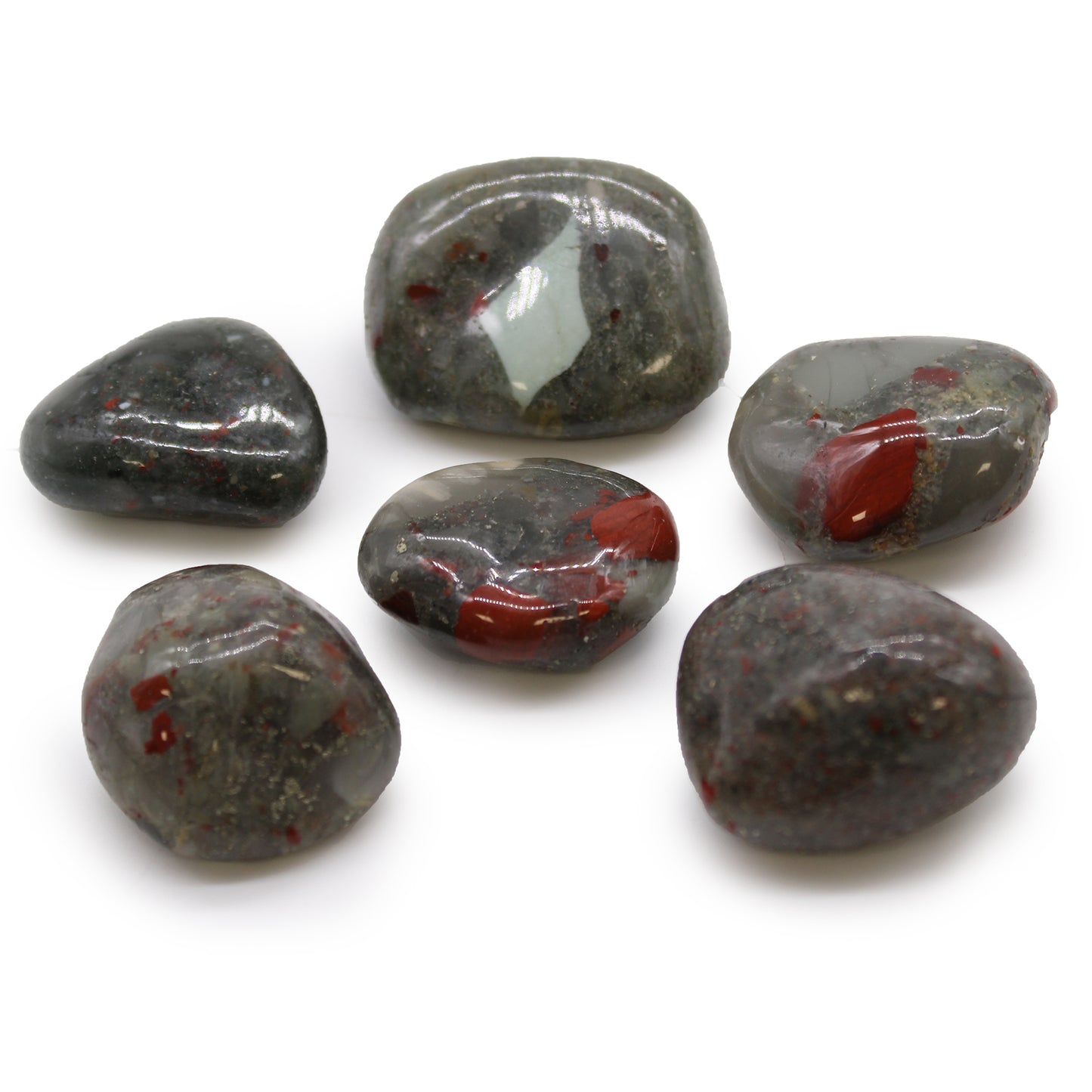 Bloodstone African Tumble Stones – Large | 6-Pack