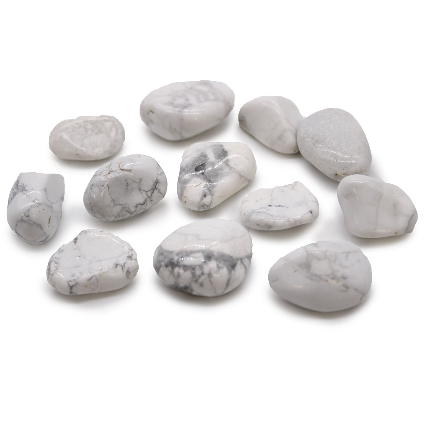 White Howlite African Tumble Stones – Medium | 12-Pack