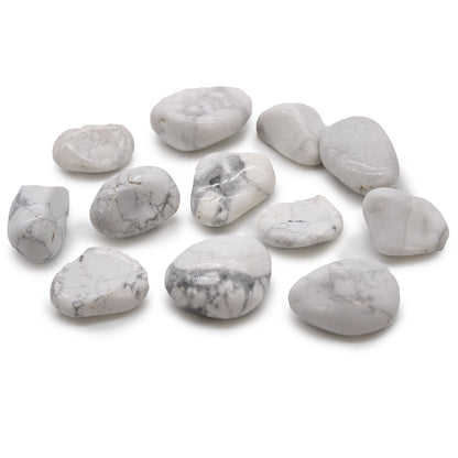 White Howlite African Tumble Stones – Medium | 12-Pack