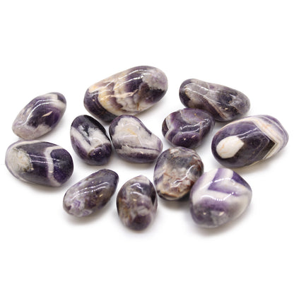 Chevron Amethyst African Tumble Stones – Medium | 12-Pack