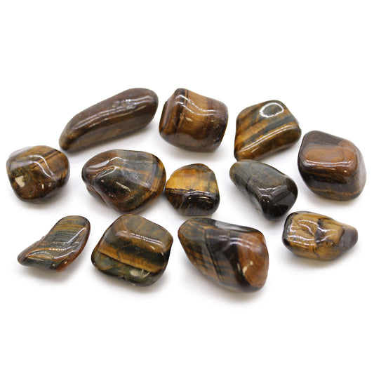 Variegated Tiger's Eye African Tumble Stones – Medium | 12-Pack