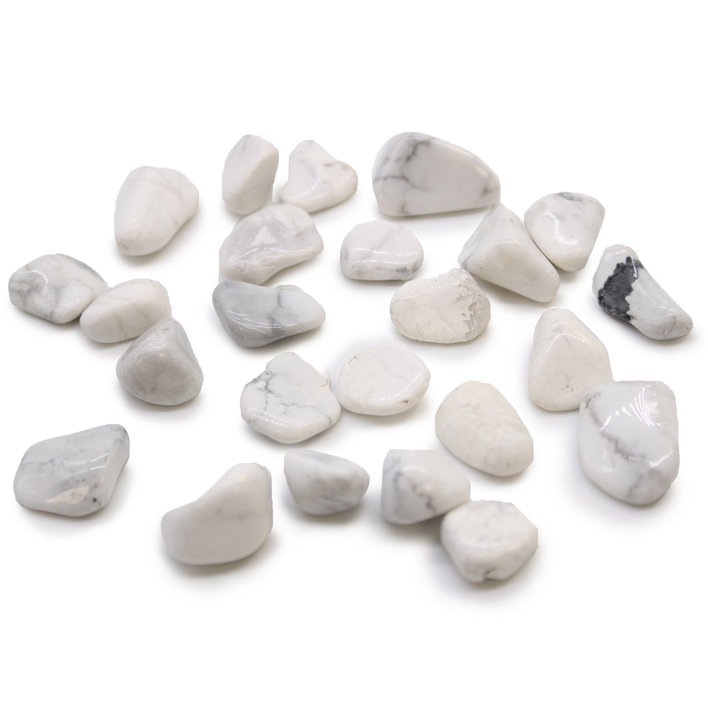 White Howlite African Tumble Stones – Small | 24-Pack