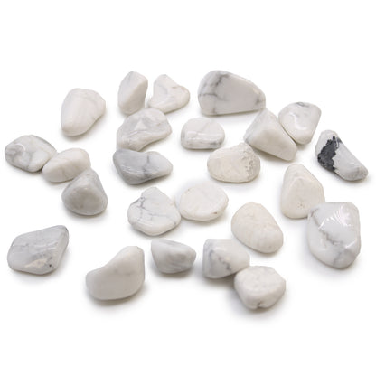 White Howlite African Tumble Stones – Small | 24-Pack