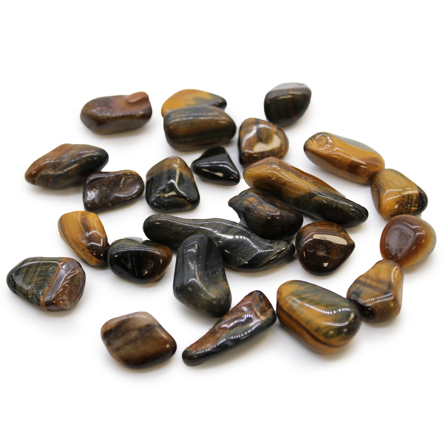 Variegated Tiger's Eye African Tumble Stones – Small | 24-Pack