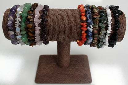 Gemstone Chip Bracelet – Black Agate | Elastic Fit